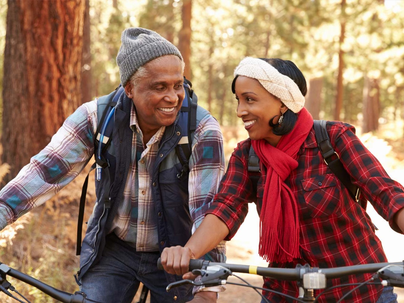 couple biking