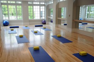 yoga mats in exercise room