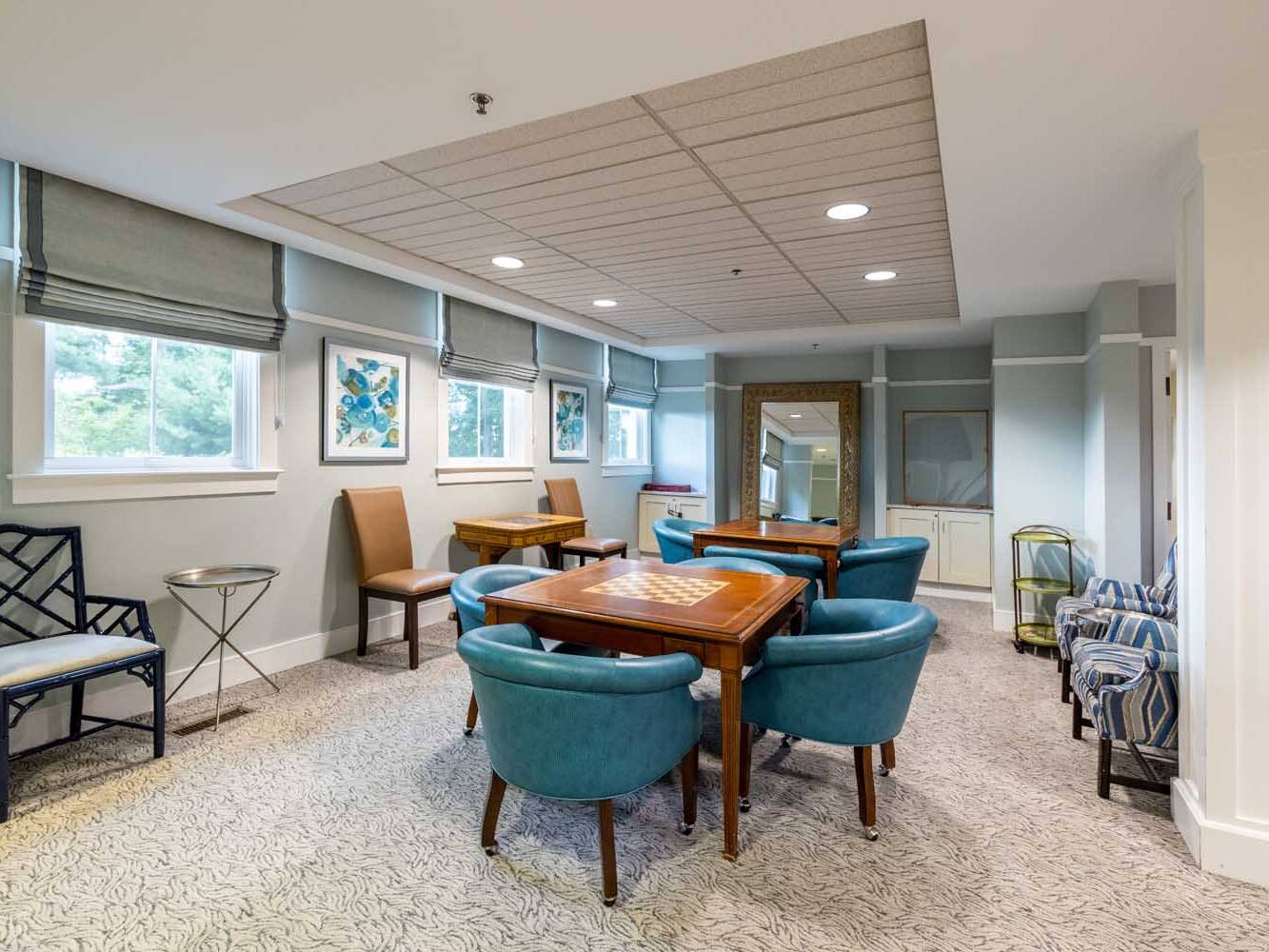 game room in senior living facility