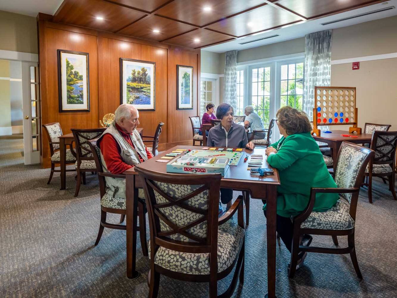 seniors playing board games